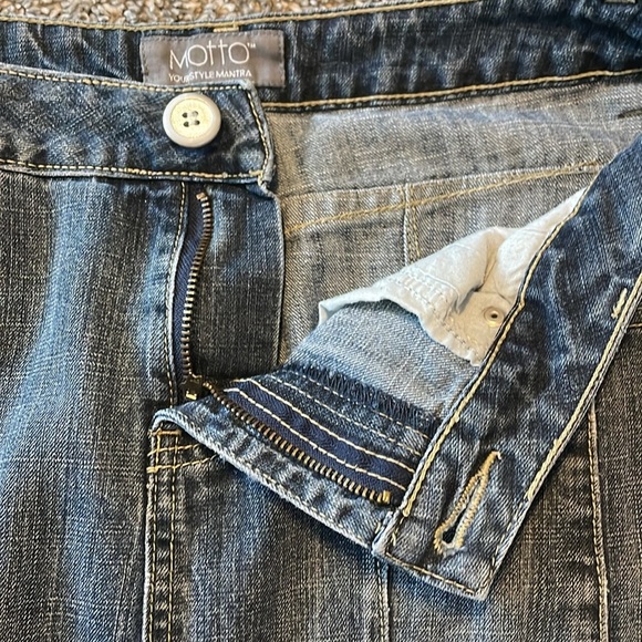 Denim Maxi Skirt Motto Jean Women's 10 Flare Modest Dark Wash Trendy Trumpet - Picture 4 of 11